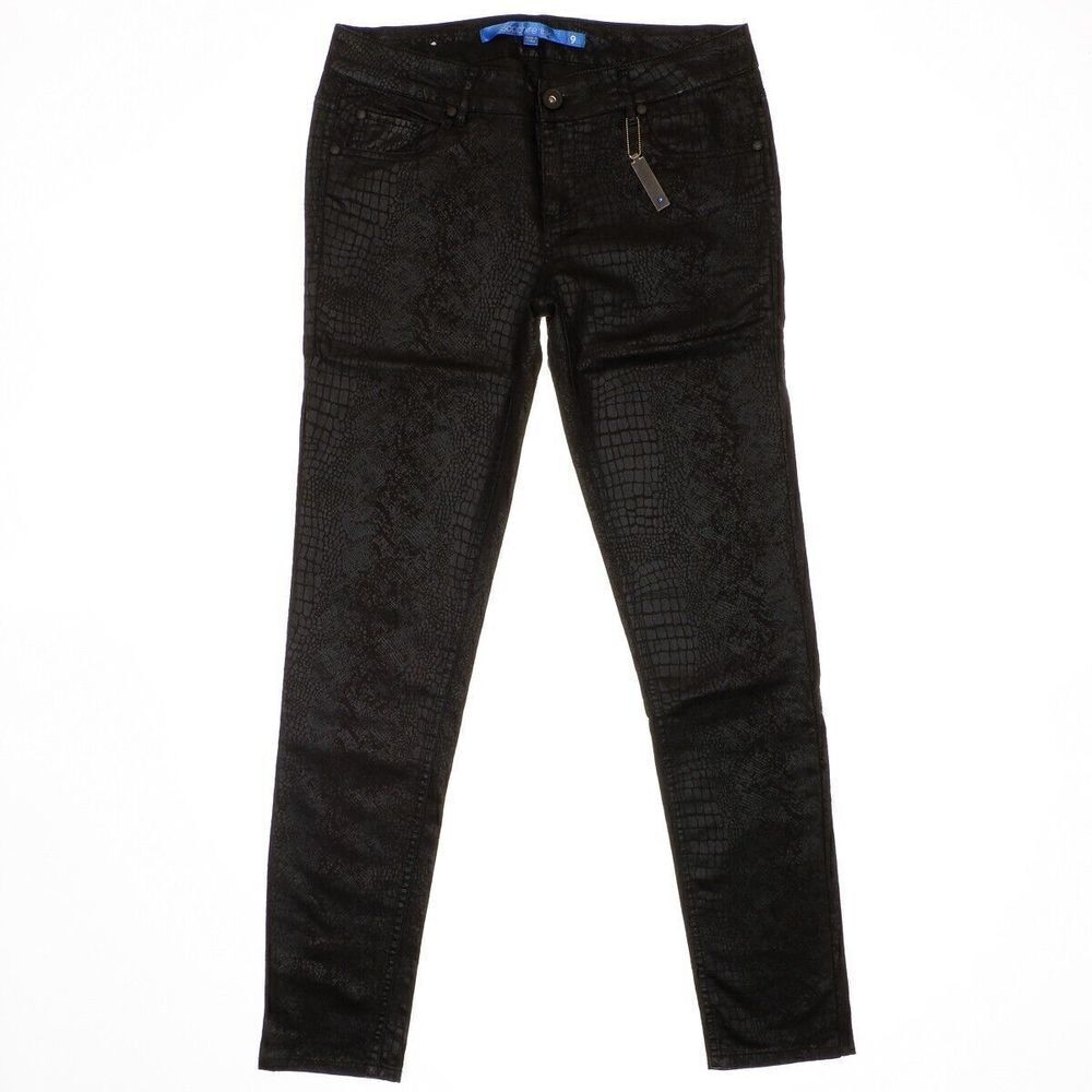 Sapphire Ink Skinny Pants Size 9 Juniors Black Snake Print Measures 31 x 30